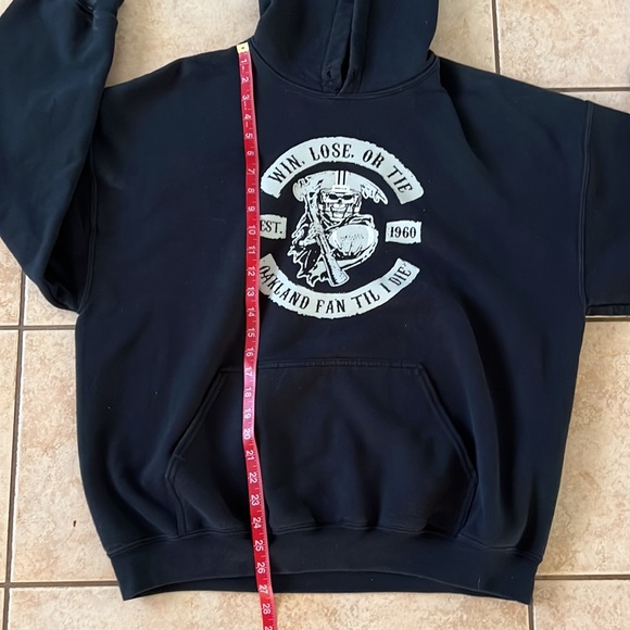 Vintage Win Lose Tie Oakland Fan Til I Die, Oakland Raiders Black Hoodie Sz XL - Picture 7 of 10